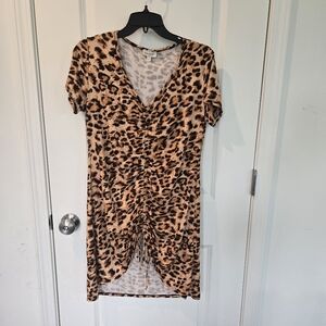 Free Kisses Leopard Print Ruched Dress Size XL